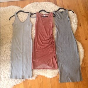 Sleeveless Bodycon Bundle of Midi and Maxi Dresses in Gray and Coral Size Small